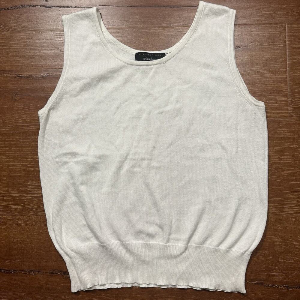 Neiman Marcus Tank Top Womens L White 100% Cotton Quiet Luxury Elevated Designer